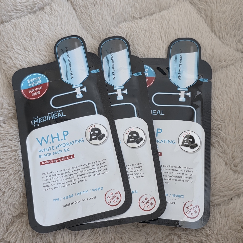 NEW 3 Mediheal WHP White Hydrating Black Mask EX Brightening Korean Sheet Mask